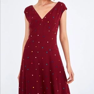 FARM Rio Burgundy Dot Midi Dress